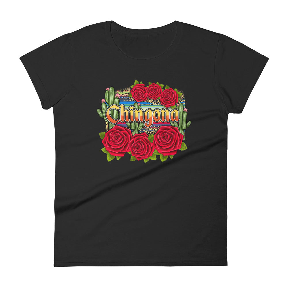 Chingona Red Roses T-Shirt for Women