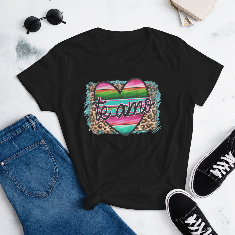 Te Amo Mexican Serape Heart T-Shirt for Women