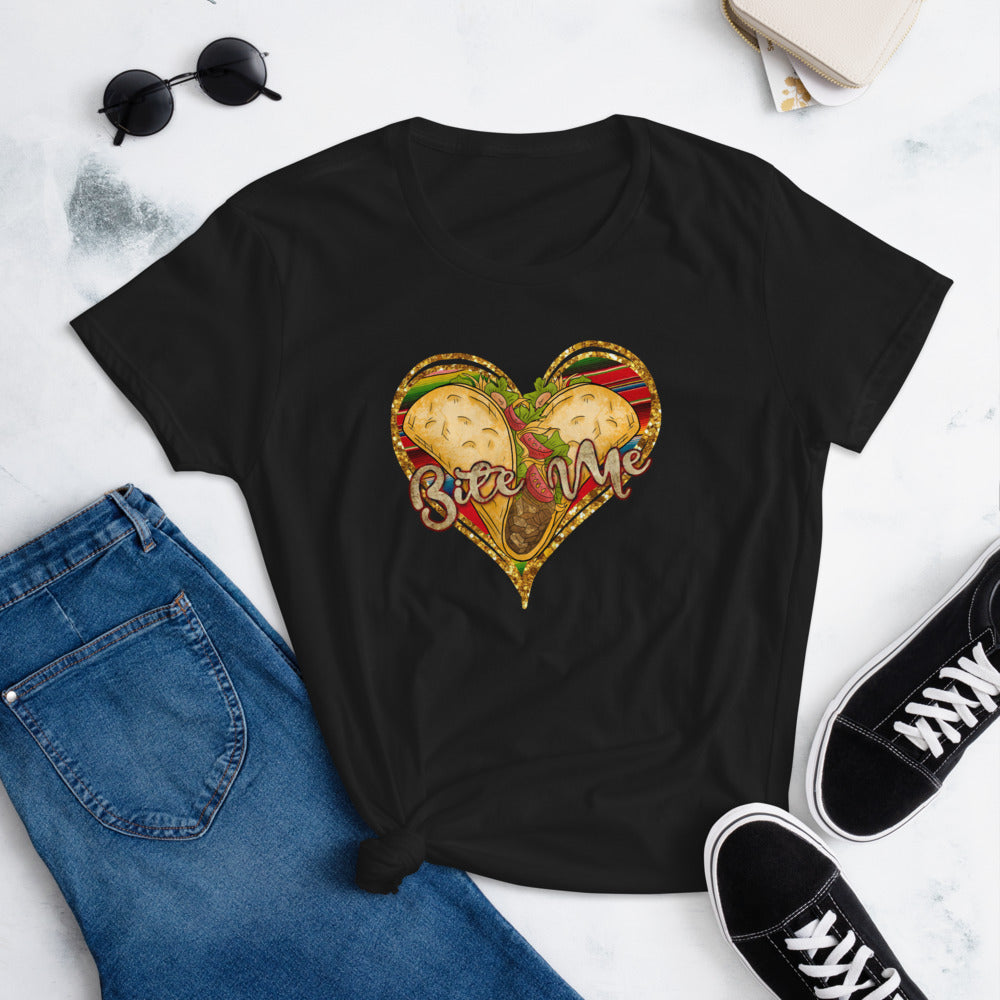 Bite Me Taco Heart T-Shirt for Women