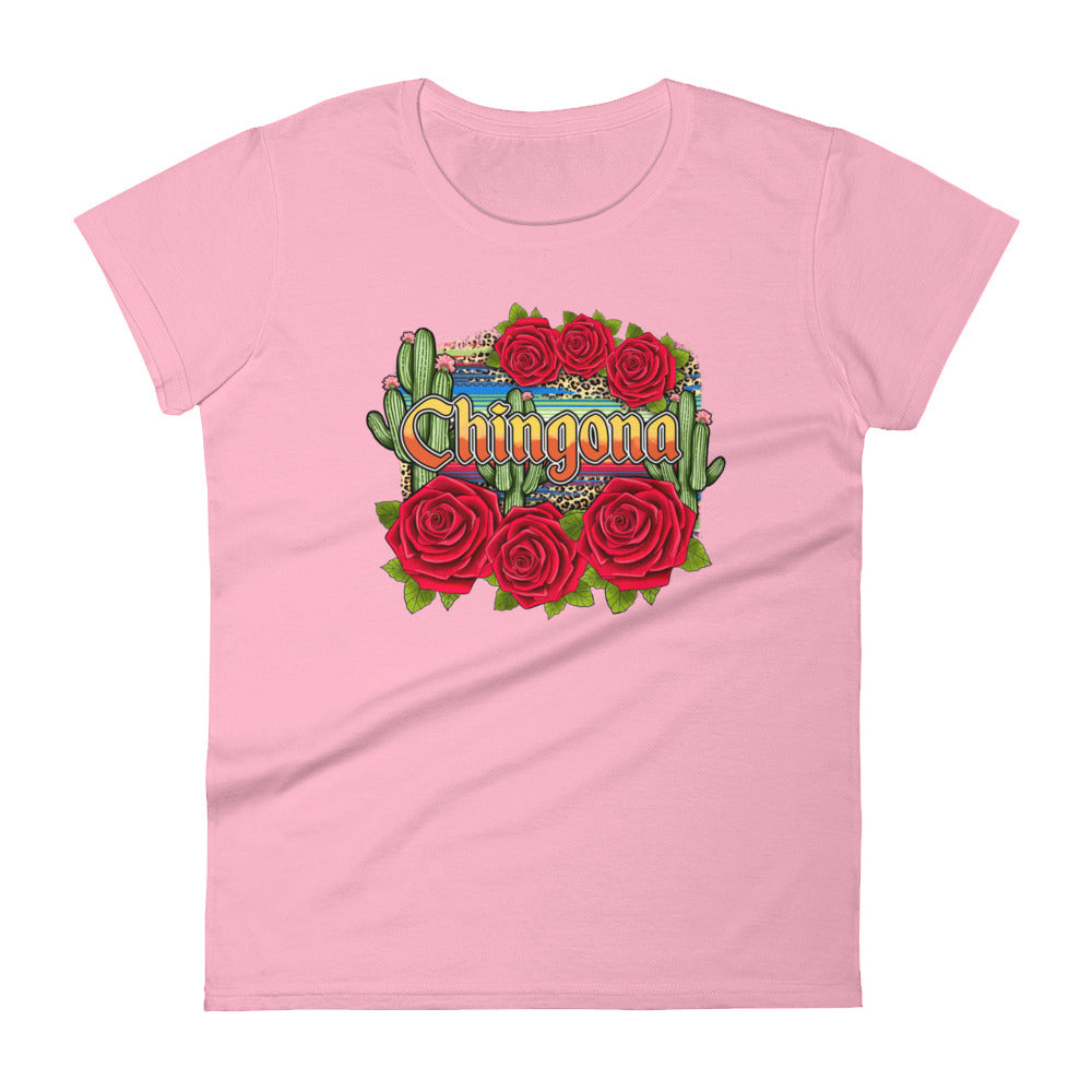 Chingona Red Roses T-Shirt for Women