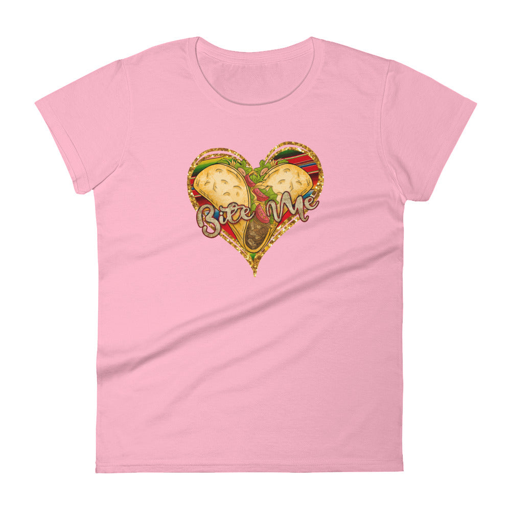 Bite Me Taco Heart T-Shirt for Women