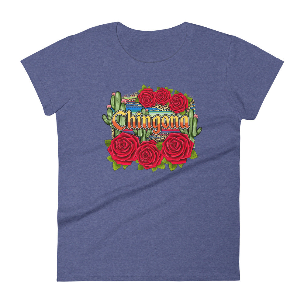 Chingona Red Roses T-Shirt for Women