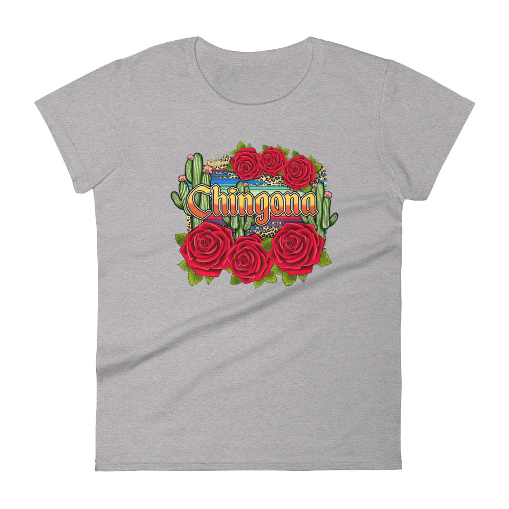 Chingona Red Roses T-Shirt for Women