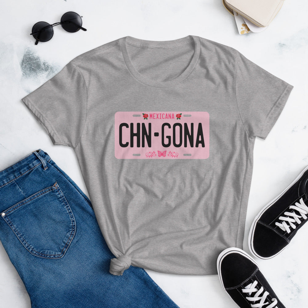 Mexicana Chingona License Plate T-Shirt for Women