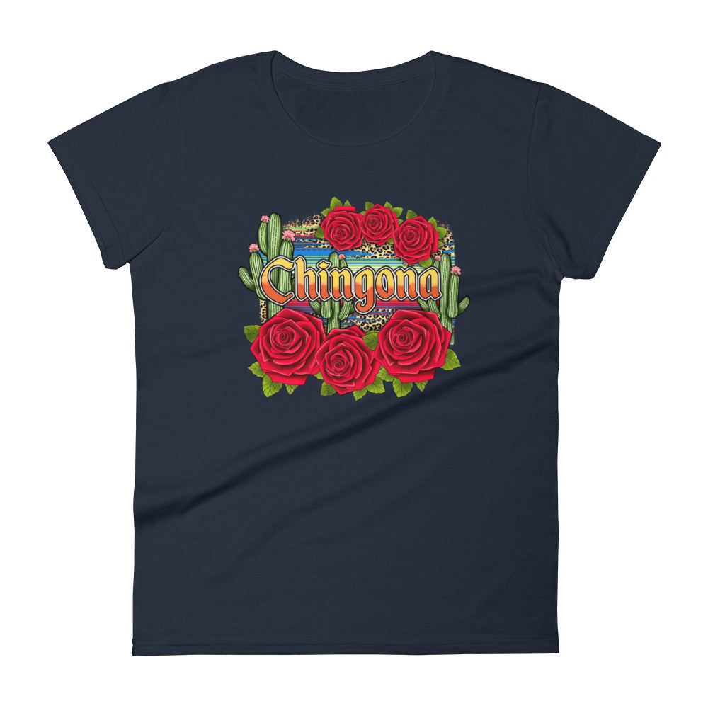 Chingona Red Roses T-Shirt for Women