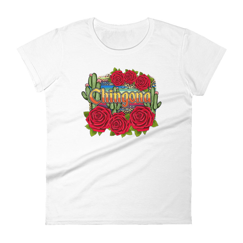 Chingona Red Roses T-Shirt for Women