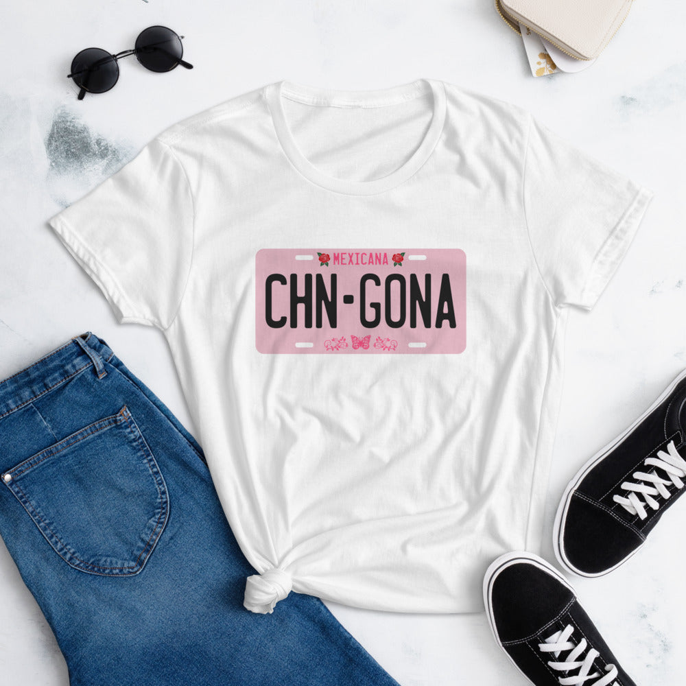 Mexicana Chingona License Plate T-Shirt for Women