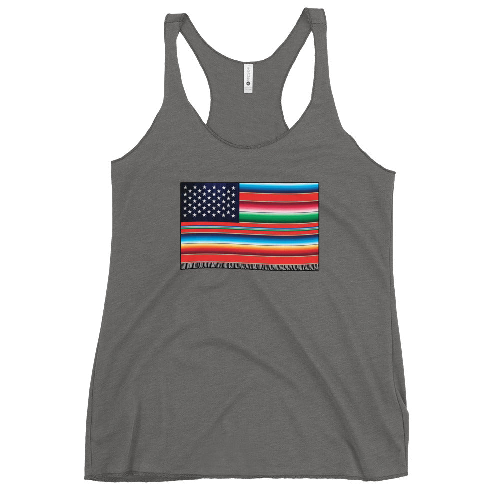 Cross Cultured Serape American Flag Women's Racerback Tank