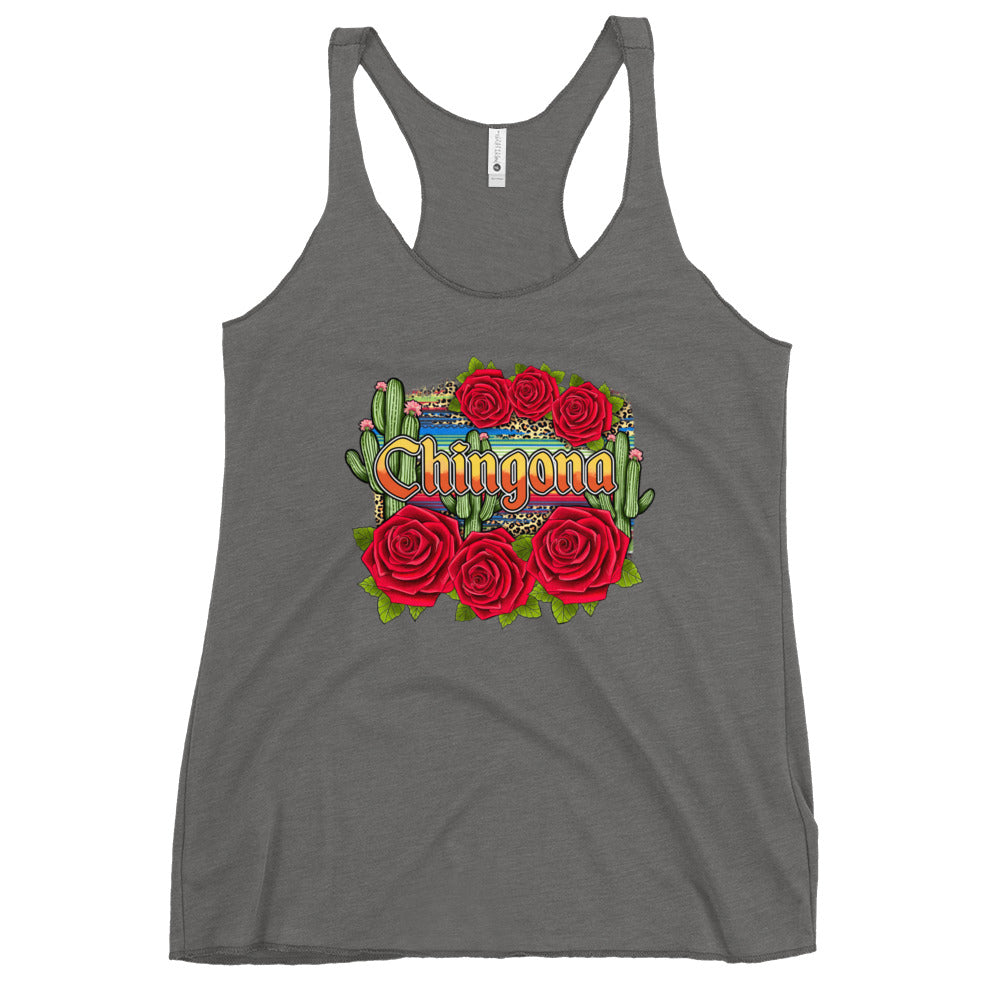 Chingona Red Roses Racerback Tank