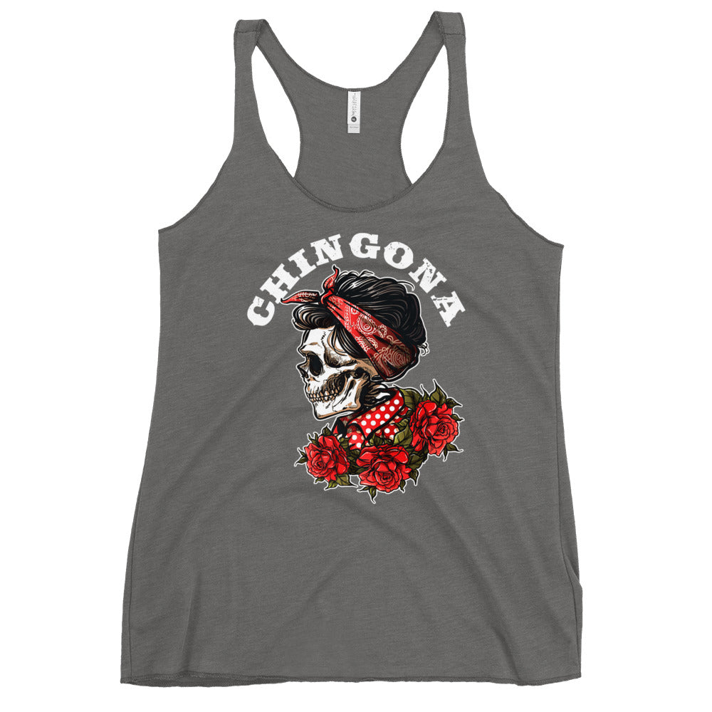 Chingona Red Roses & Bandana Racerback Tank