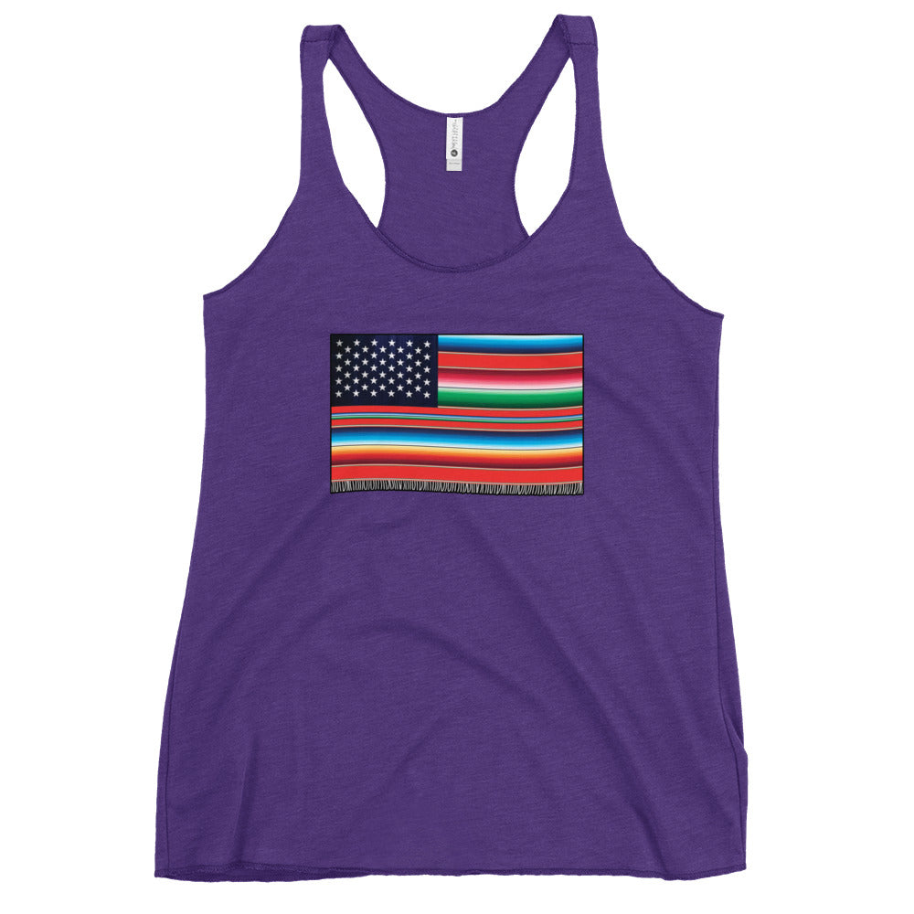 Cross Cultured Serape American Flag Women's Racerback Tank