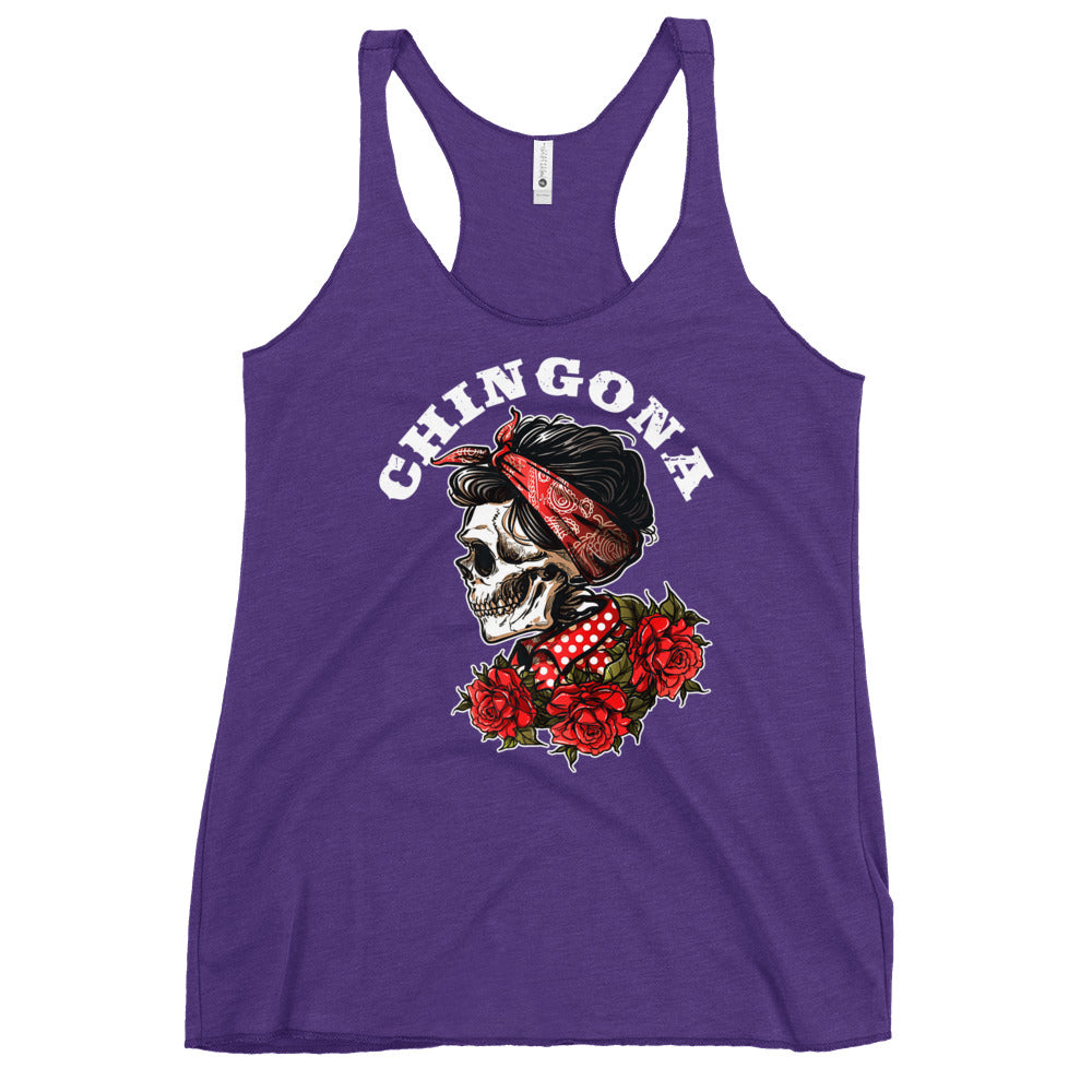 Chingona Red Roses & Bandana Racerback Tank